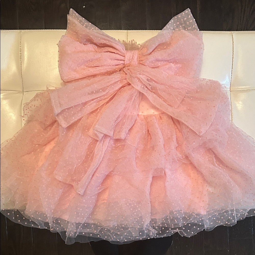 Lola Blush Pink Tulle Kids Dress with Bow